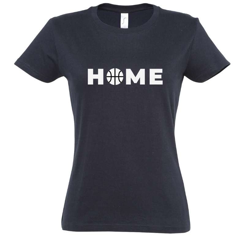 Tshirt basket Femme bleu marine pour basketteuse avec visuel design Basket Ball Home Lifestyle TeeShirt pour Femmes basketteuses Taille S M L XL 2XL 3XL blanc noir