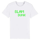 Tshirt basket ball Geek homme Blanc pour basketteur gamer avec visuel design pixels slam dunk vert TeeShirt BasketBall Hommes basketteurs Taille XS S M L XL 2XL 3XL 4XL 5XL Bleu Marine Noir
