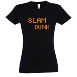 Tshirt basket ball Geek femme Noir pour basketteuse gameuse avec visuel design pixels slam dunk jeu vidéo orange Tee-Shirt Basketball Femmes basketteuses Taille S M L XL 2XL 3XL Bleu Marine Blanc