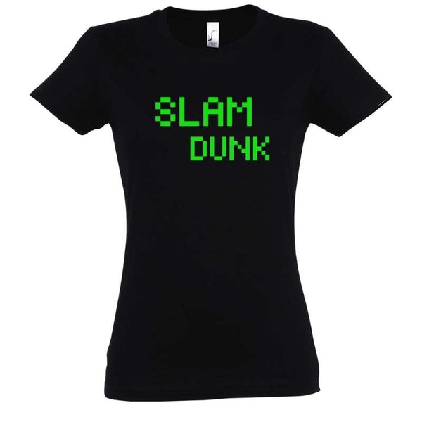 Tshirt basket ball Geek femme Noir pour basketteuse gameuse avec visuel design pixels slam dunk jeu vidéo vert Tee-Shirt Basketball Femmes basketteuses Taille S M L XL 2XL 3XL Bleu Marine Blanc