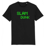 Tshirt basket ball Geek Blanc homme pour basketteur gamer avec visuel design pixels slam dunk vert TeeShirt BasketBall Hommes basketteurs Taille XS S M L XL 2XL 3XL 4XL 5XL Blanc Noir
