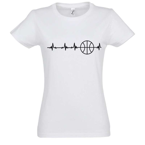 T shirt basketball blanc Battement De Coeur Femme Blanc pour basketteuse avec visuel design Lifestyle TeeShirt pour Femmes basketteuses Taille S M L XL 2XL 3XL