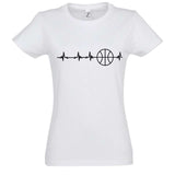 T shirt basketball blanc Battement De Coeur Femme Blanc pour basketteuse avec visuel design Lifestyle TeeShirt pour Femmes basketteuses Taille S M L XL 2XL 3XL
