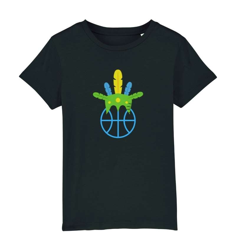 T shirt basketball Noir pour Enfant basketteur avec visuel Amazon coiffe de chef sur un ballon de Basket Ball TeeShirts pour enfants Fille basketteuse Taille 2 ANS 4 ans 6 ans 8 ans 10 ans 12 ans Bleu Marine Blanc