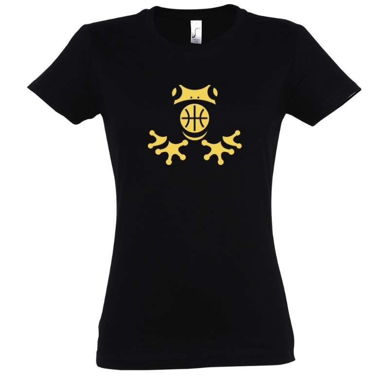 Teeshirt basketball noir pour femme basketteuse avec visuel amazon symbole grenouille sauvage et un ballon de Basket Ball TeeShirts pour basketteuses Taille S M L XL 2XL 3XL Bleu Marine Blanc