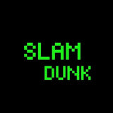 Visuel design Teeshirt de basket ball Geek Gamer E-sport avec la phrase Slam Dunk vert fluo Basketball sur fond Noir pour femme basketteuse TeeShirts pour basketteuses Geeks