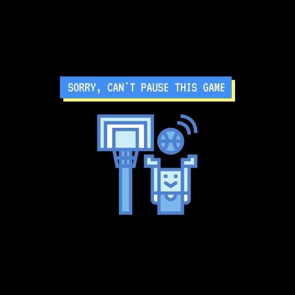 Visuel design Teeshirt de basketball Geek avec la phrase Sorry i cant pause this game sur fond Noir pour homme basketteur TeeShirts pour basketteurs Geeks