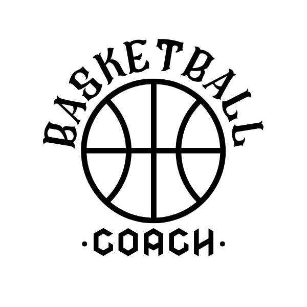 Visuel design Teeshirt de basket ball avec dessin ballon de Basketball et la phrase basketball coach sur fond blanc pour homme basketteur TeeShirts pour basketteurs coachs