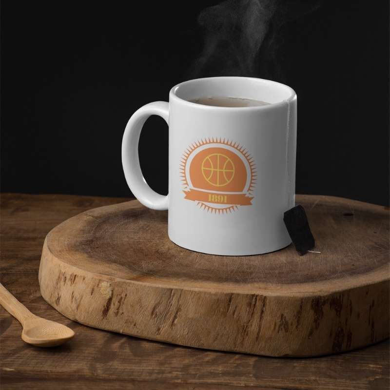 Mug BasketBall visuel design Ballon de Basket Ball Orange Vintage 1891 porté par Garçon Mugs Homme ou Femme et Fille ou Garçon basketteurs et basketteuses Taille unique