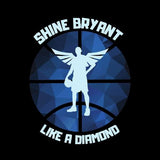 Visuel design sur fond noir T shirt de basket ball modele blanc pour basketteuse en Hommage a Kobe-Bryant avec marqué la phrase Shine Bryant Like A Diamond TeeShirt Femme baller Taille  S M L XL 2XL 3XL 