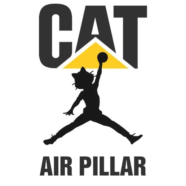 Visuel sur fond blanc design Body de basketball humoristique avec logo détourné en Parodie de Jordan et de la marque Caterpillar avec un chat qui dunk comme le joueur des chicago bulls pour Bébé Fille ou Garçon basketteurs basketteuses Grenouillères drôles pour les bébés enfant de basketteur ou basketteuse et fans de basketball Taille 3/6 mois, 6/12 mois, 12/18 mois, 18/23 mois