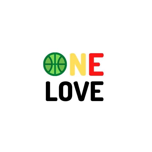 Visuel sur fond Blanc design Sweatshirt de basket ball Lifestyle aux couleurs phares de l'Afrique avec écrit la phrase ONE LOVE Vert Jaune Rouge Clin d'oeil ligue africaine et Phrase Culte de Bob Marley le Chanteur de Reggae Hoodie pour Femme basketteuse beaux Hoodies pour basketteuses