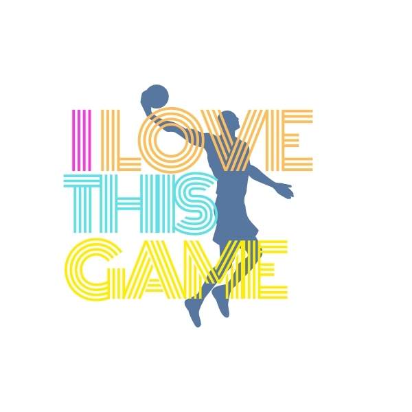Visuel sur fond Blanc design Sweatshirt de basket ball Vintage avec écrit la phrase I Love This Game Style Retro Sweat à col rond pour Femme basketteuse beaux Sweats à cols ronds pour basketteuses