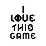 Visuel sur fond blanc design Sweatshirt de basket ball Lifestyle avec écrit la phrase I Love This Game en Ecriture Gothique Sweat à col rond pour Enfant basketteur et basketteuse beaux Sweatshirts à cols ronds pour basketteur et basketteuses