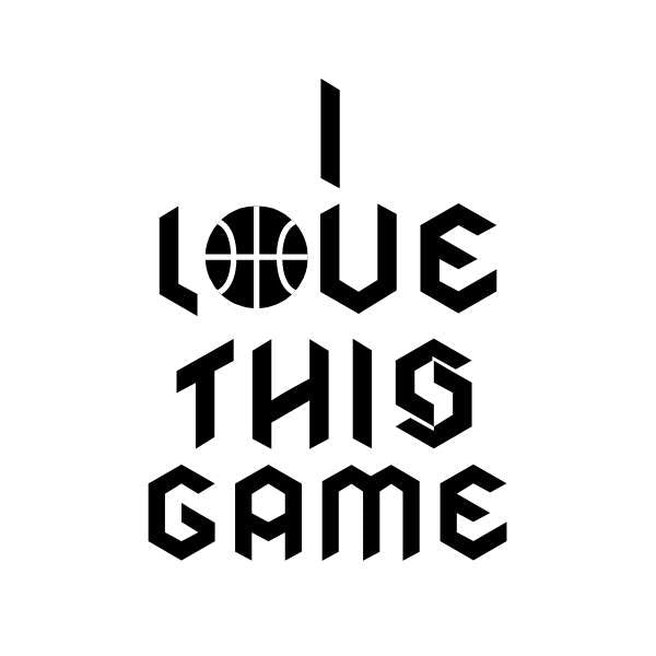 Visuel sur fond Blanc design Teeshirt de basket ball Lifestyle avec écrit la phrase I Love This Game en Ecriture Gothique pour femme basketteuse beaux TeeShirts pour basketteuses