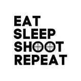 Visuel sur fond blanc design Teeshirt de basket ball Lifestyle avec écrit la phrase Eat Sleep Shoot Repeat pour homme basketteur beaux TeeShirts pour basketteurs