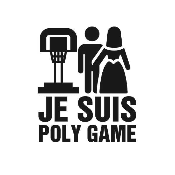 Visuel sur fond blanc design Tee-shirt de basket ball humour avec écrit la phrase Je suis Poly Game pour homme basketteur TeeShirt drôle pour basketteurs
