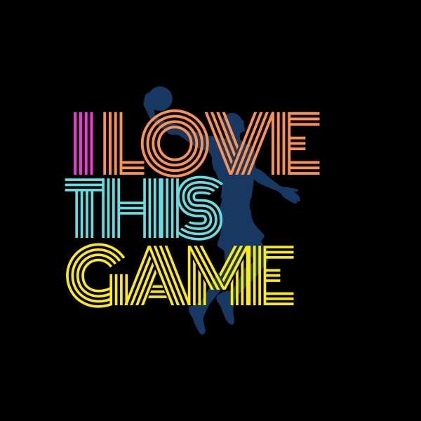 Visuel sur fond Noir design Sweatshirt de basket ball Vintage avec écrit la phrase I Love This Game Style Retro Sweat à col rond pour Femme basketteuse beaux Sweats à cols ronds pour basketteuses