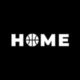 Visuel sur fond Noir design Teeshirt de basket ball Femme Lifestyle avec écrit la phrase Home basketteuse beaux TeeShirts pour basketteuses