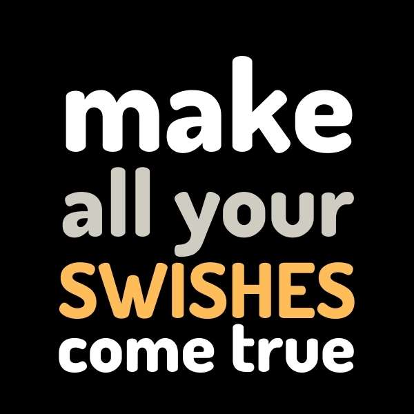 Visuel sur fond Noir design Teeshirt de basket ball Lifestyle avec écrit la phrase Make All Your Swishes Come true jeu de mots pour femme basketteuse beaux TeeShirts pour basketteuses