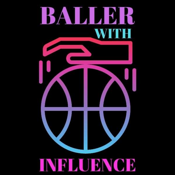 Visuel sur fond Noir design Teeshirt de basket ball Lifestyle avec écrit la phrase Baller With Influence Homme basketteur beaux TeeShirts pour basketteurs