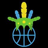 Visuel sur fond noir t-shirt amazon avec design coiffe de chef sur un ballon de Basket Ball beau TeeShirt original pour filles basketteuse