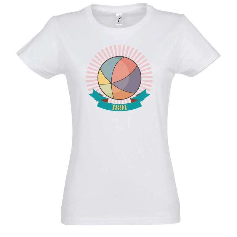 Teeshirt basketball Blanc pour femmes basketteuses avec visuel Colorblocks Ballon de Basket Ball TeeShirts pour basketteuses Tailles S M L XL 2XL 3XL bleu marine Noir