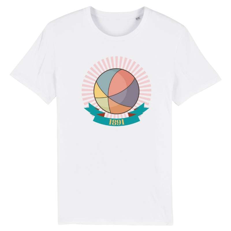 tshirt basket blanc pour hommes avec design visuel vintage style ballon Coloblocks BasketBall TeeShirt Homme basketteur Taille XS S M L XL 2XL 3XL 4XL 5XL Bleu marine et Noir