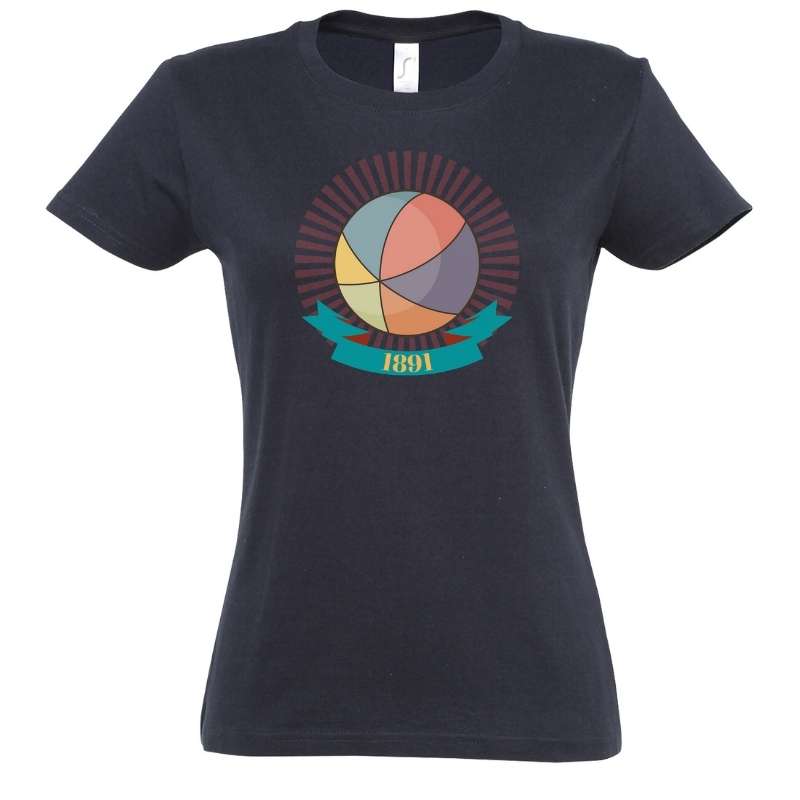 T-shirt basketball Bleu Marine pour femme basketteuse avec visuel Colorblocks Ballon de Basket Ball TeeShirts pour basketteuses Taille S M L XL 2XL 3XL blanc Noir