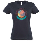 T-shirt basketball Bleu Marine pour femme basketteuse avec visuel Colorblocks Ballon de Basket Ball TeeShirts pour basketteuses Taille S M L XL 2XL 3XL blanc Noir