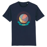tshirt basket bleu marine pour hommes avec design visuel vintage style ballon Coloblocks BasketBall TeeShirt Homme basketteur Taille XS S M L XL 2XL 3XL 4XL 5XL Noir et Bleu Marine