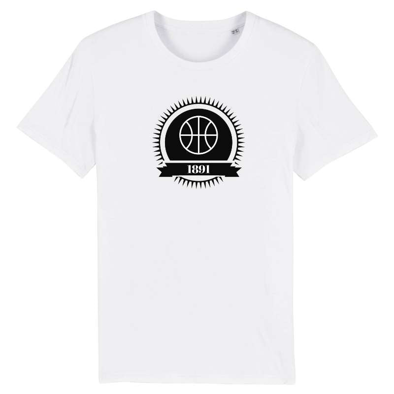 teeshirt basket vintage 1891 blanc homme design visuel BasketBall TShirt Hommes basketteurs Taille XS S M L XL 2XL 3XL 4XL 5XL aussi en Bleu Marine et Noir