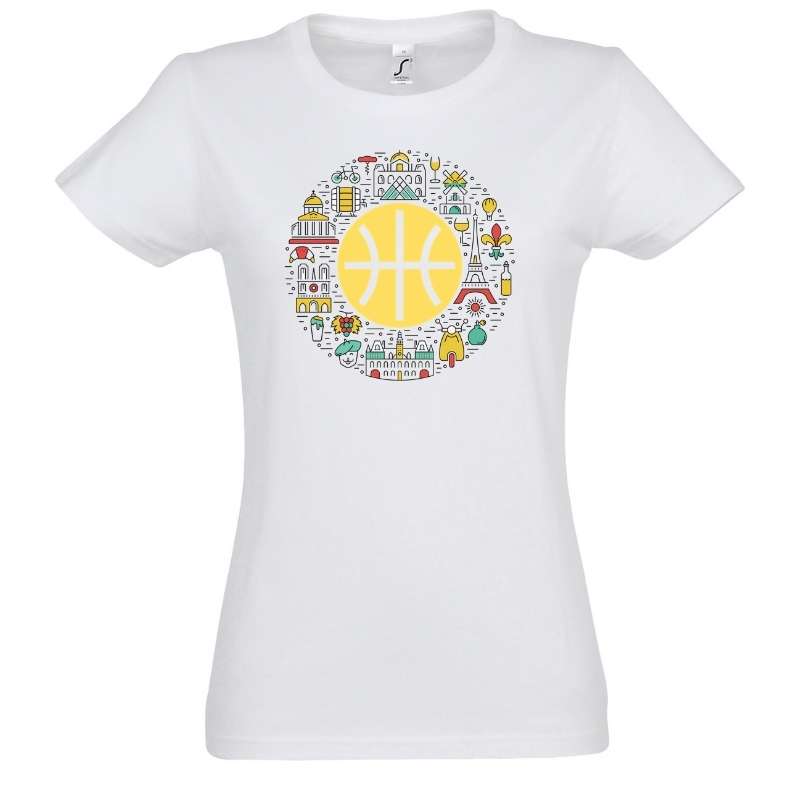 T-shirt blanc à motifs basket à Paris